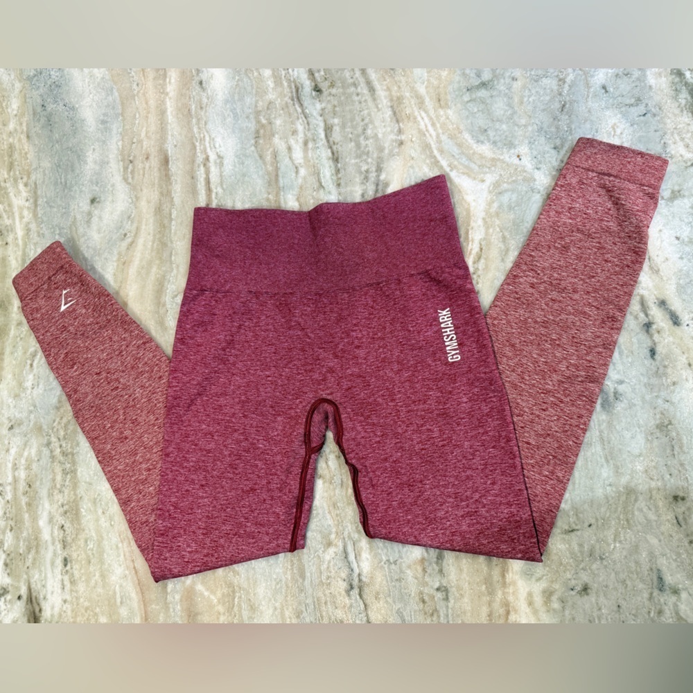 Women’s GYMSHARK Adapt seamless Burgandy marl ombré leggings- Size small - Picture 2 of 6